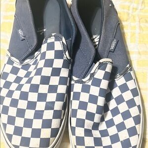 Vans Men's Blue Checkered Slip-On Shoes